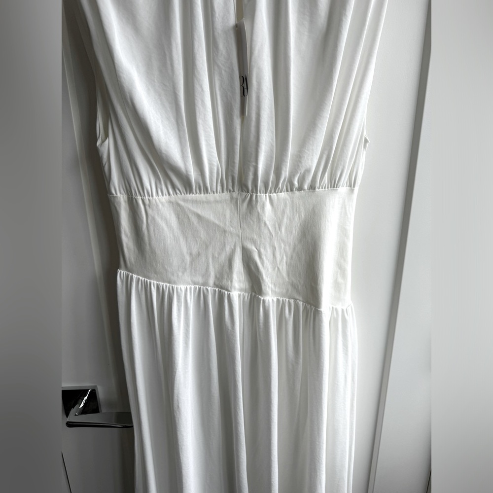 Zara White Deep-V Maxi Dress - Picture 5 of 8
